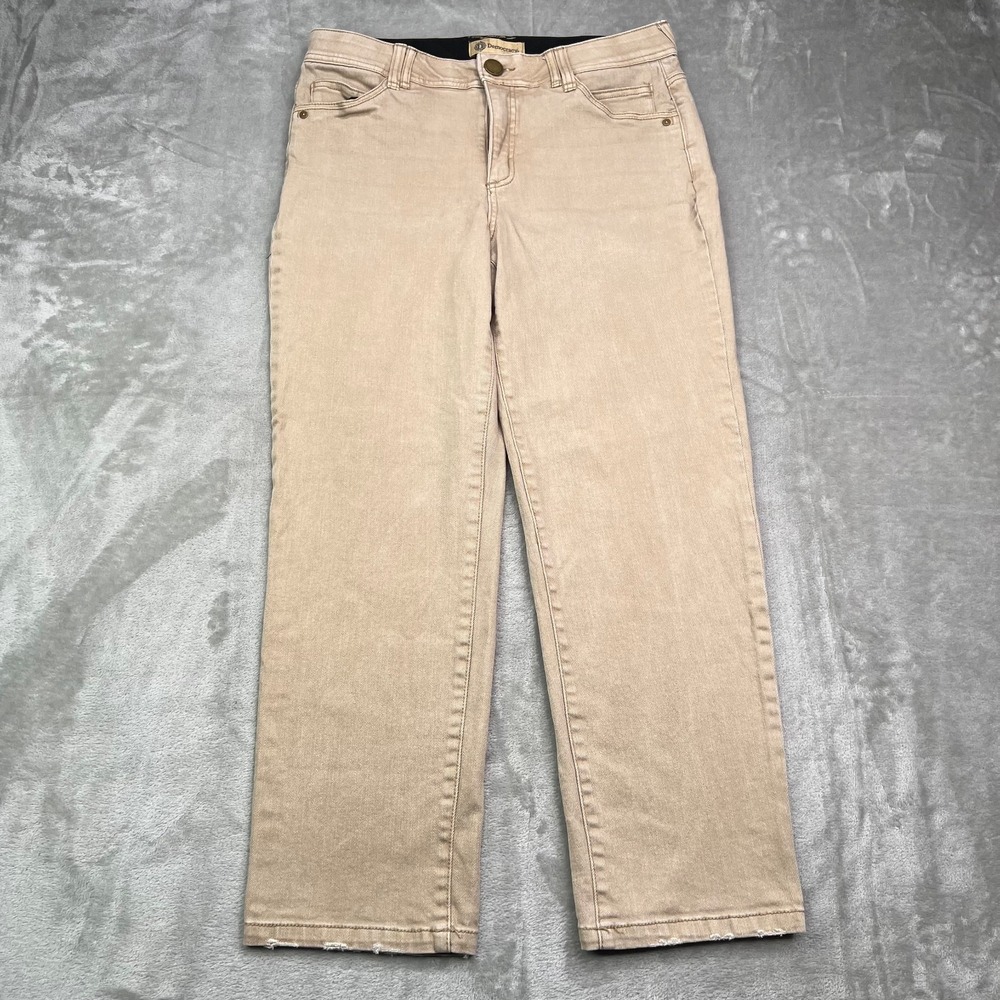 Democracy Jeans Women 10 Tan Brown Ab Solution High Rise Slim Straight Leg Denim